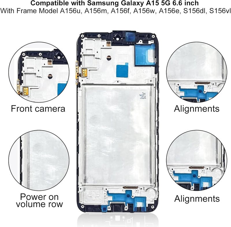 EFAITHFIX Store for Samsung Galaxy A15 5G Screen Replacement with Frame 6.6 Inch LCD Display Digitizer for Samsung A15 A156U A156M S156VL A156W Screen Replacement Kit Touch Screen Assembly with Repair Tools - Image 3